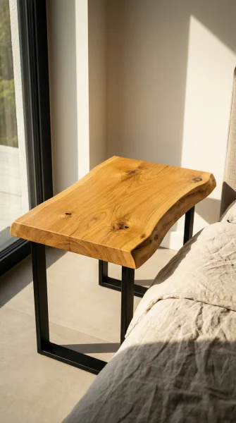 Прикроватная тумба из слэба дуба с натуральным краем 