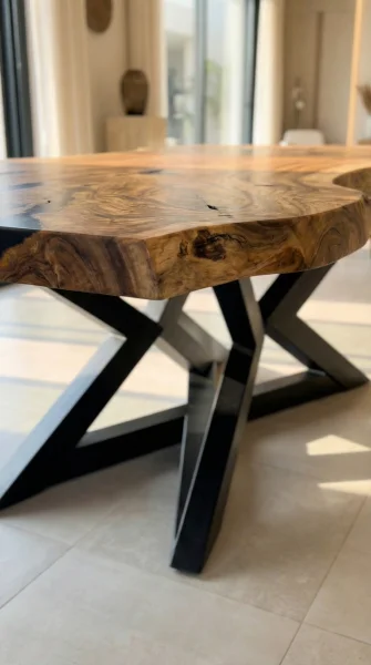 Обеденный стол из капового карагача эксклюзивной формы. — Карагач — фото 3