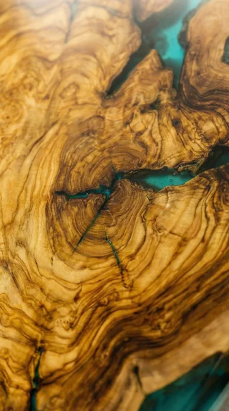 Настенные часы из капового карагача со смолой — Карагач / Эпоксидная смола — фото 2